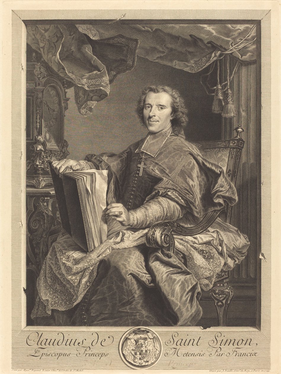 Claudio de Saint-Simon, Príncipe-Obispo de Metz de Jean Daullé after Hyacinthe Rigaud