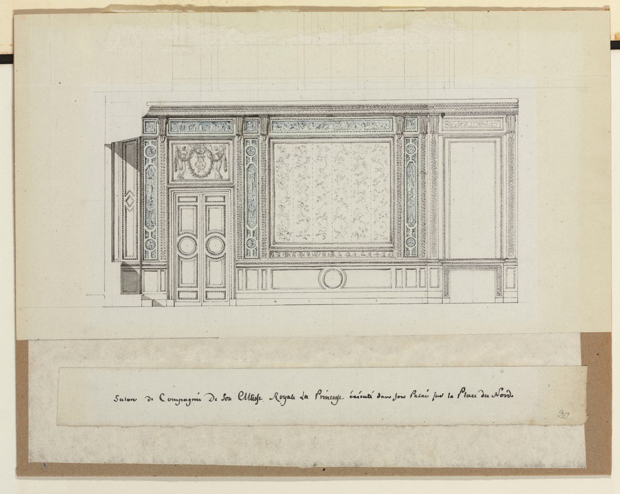 Diseño para decoraciones de paredes para el Salon de Compagnie de Jean Desmosthene (attr. to) Dugourc