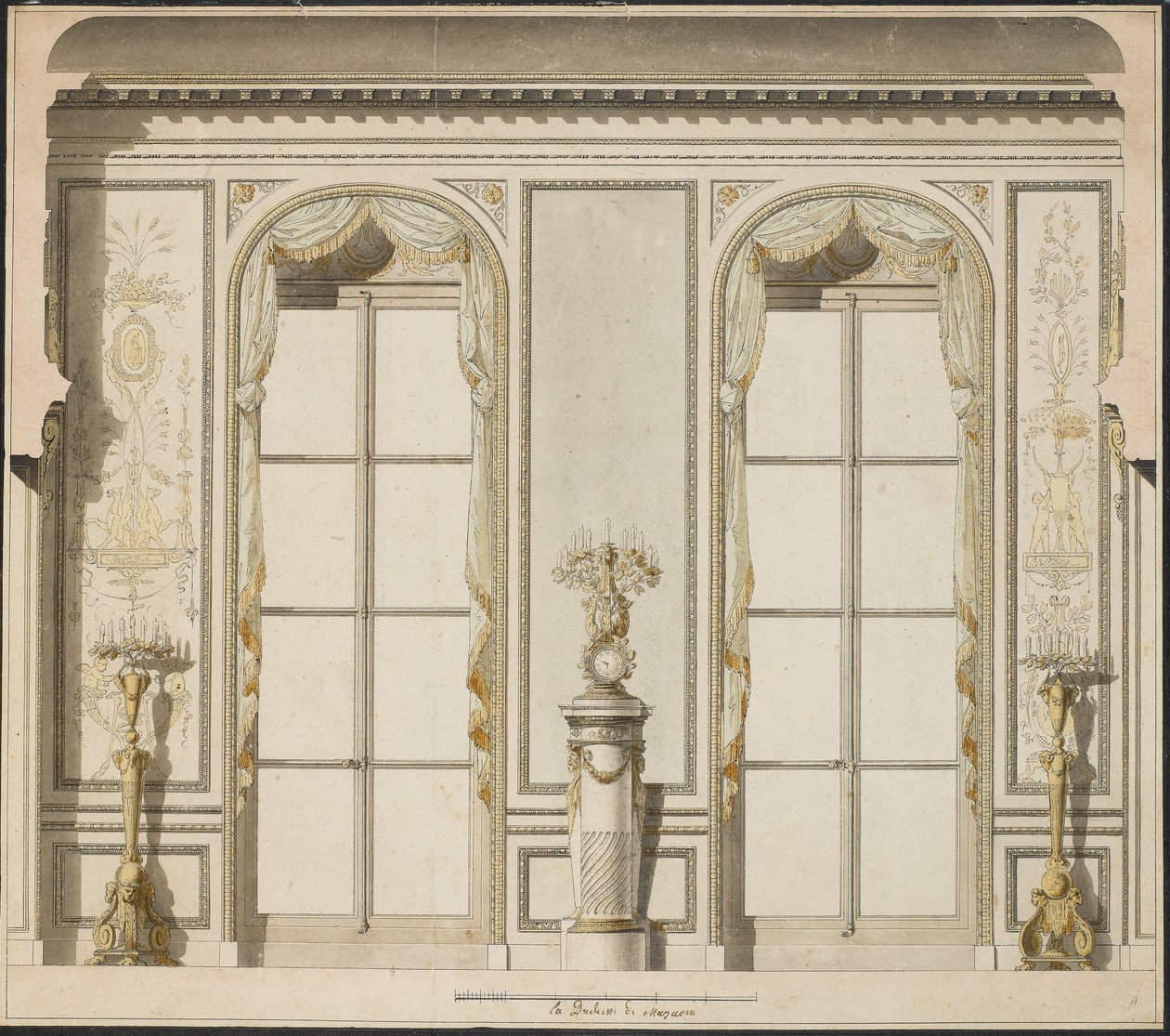 Proyecto arquitectónico para la Gran Galería del Hotel de Madame de Mazarin en París de Jean Desmosthene Dugourc