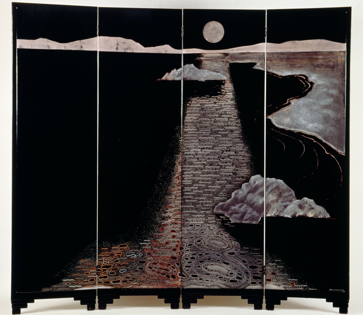 Luz de luna (Claire De Lune), biombo con cuatro paneles, siglo XX de Jean Dunand