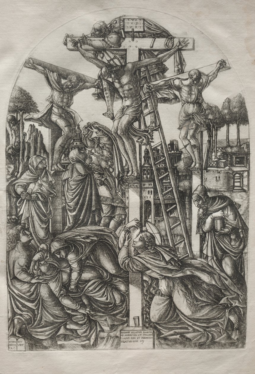 Cristo en la cruz entre los dos ladrones, antes de 1561 de Jean Duvet