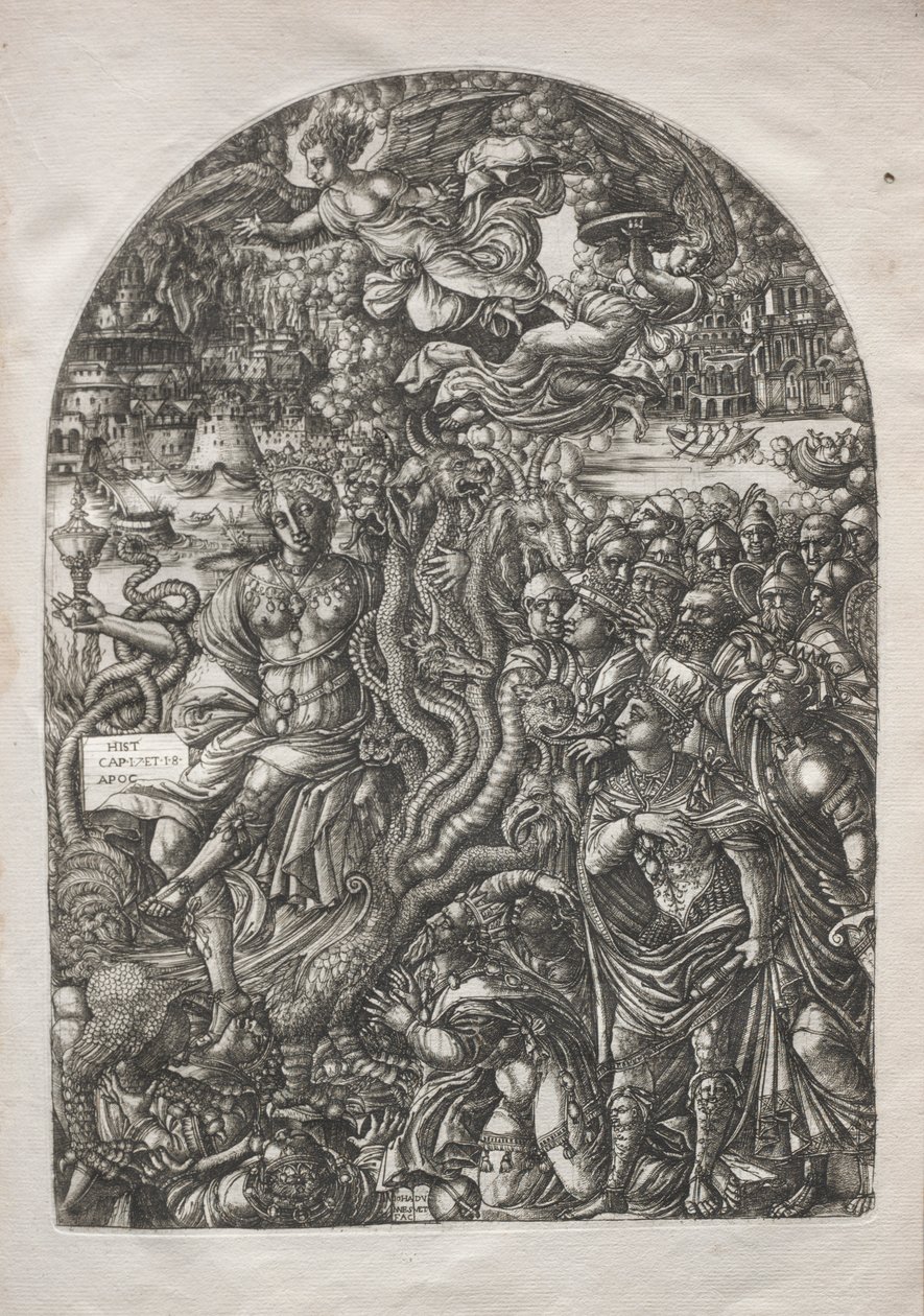 El Apocalipsis: Babilonia la Ramera, sentada en la bestia de siete cabezas, 1546-1556 de Jean Duvet