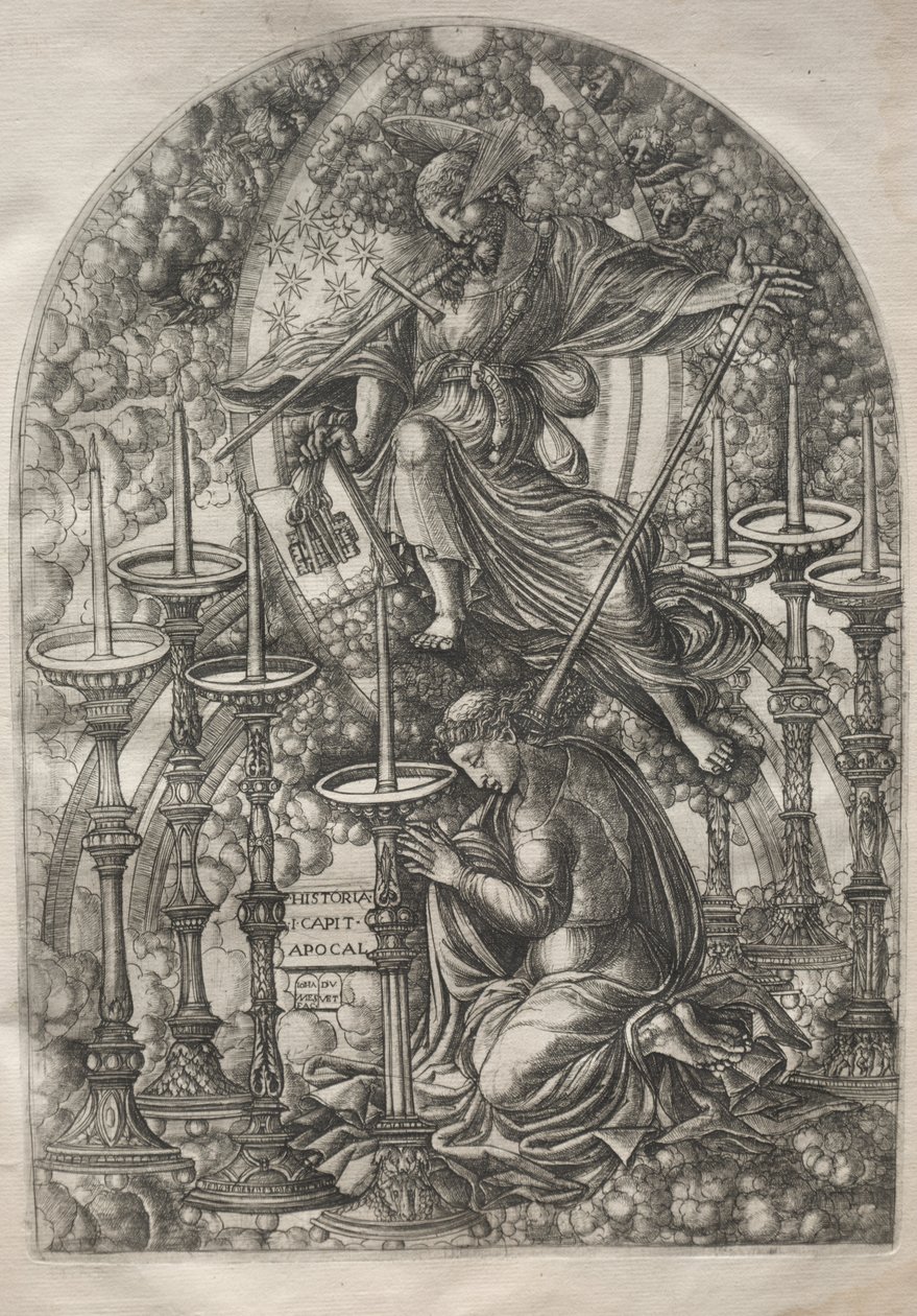 El Apocalipsis: San Juan ve siete candelabros de oro, 1546-1556 de Jean Duvet