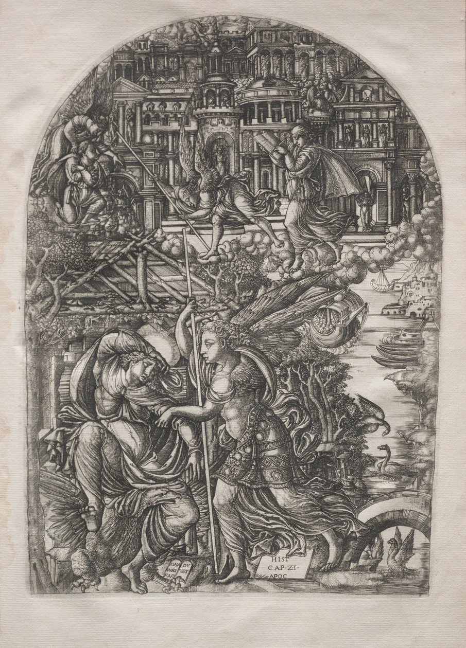 El Apocalipsis: El Ángel Muestra a San Juan la Nueva Jerusalén, 1546-1556 de Jean Duvet