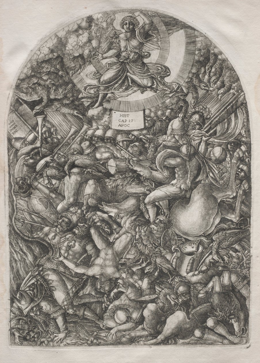 El Apocalipsis: El ángel en el sol llamando a las aves de presa, 1546-1556 de Jean Duvet