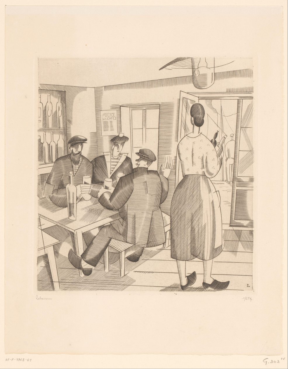 Interior de la cafetería con clientes y camarera
Cabaret Vendéen de Jean Emile Laboureur (signed by artist)
