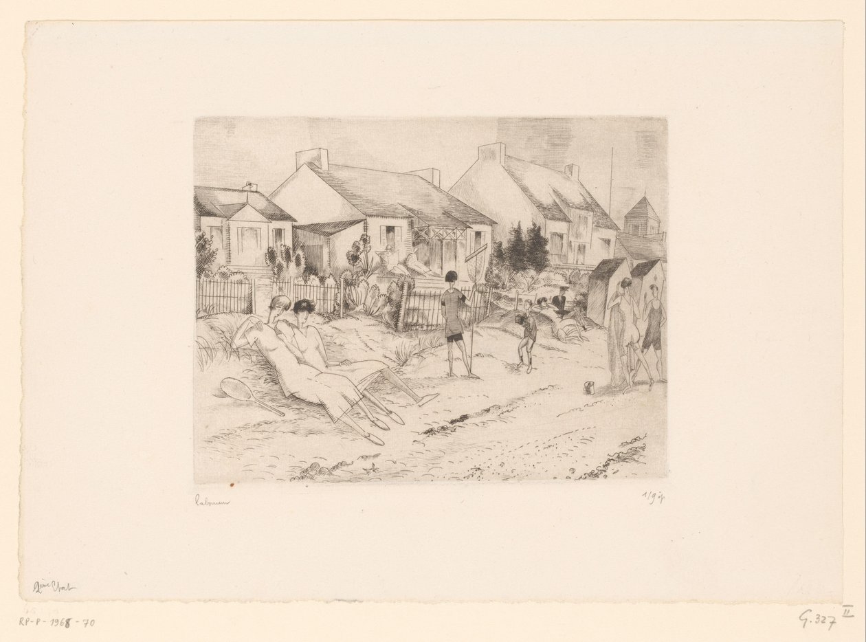 Tenistas descansando en la playa
La petite plage (título en el objeto) de Jean Emile Laboureur (signed by artist)