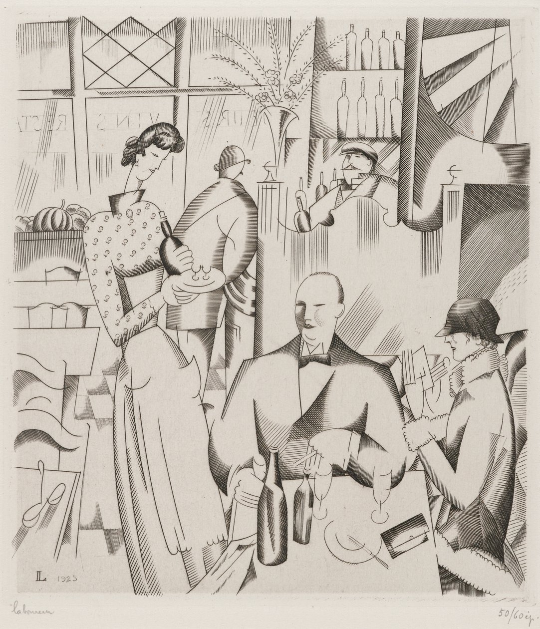 Cena en el Bistrot, 1923 de Jean Emile Laboureur