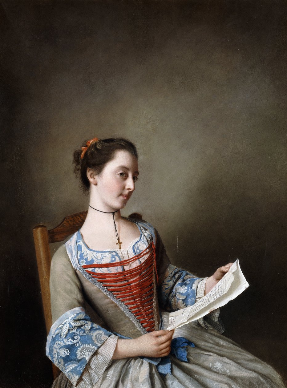 La Bella Liseus: Retrato de la Señorita Susanna Lewis, sentada, con el traje de una campesina de Lyon de Jean Étienne Liotard