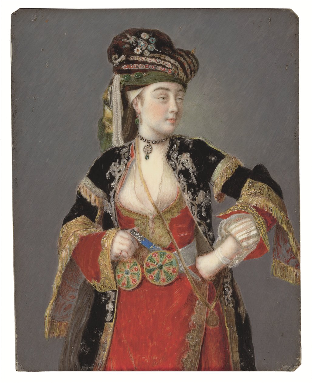 Presunto retrato de Laura Tarsi con vestido turco de Jean Étienne Liotard