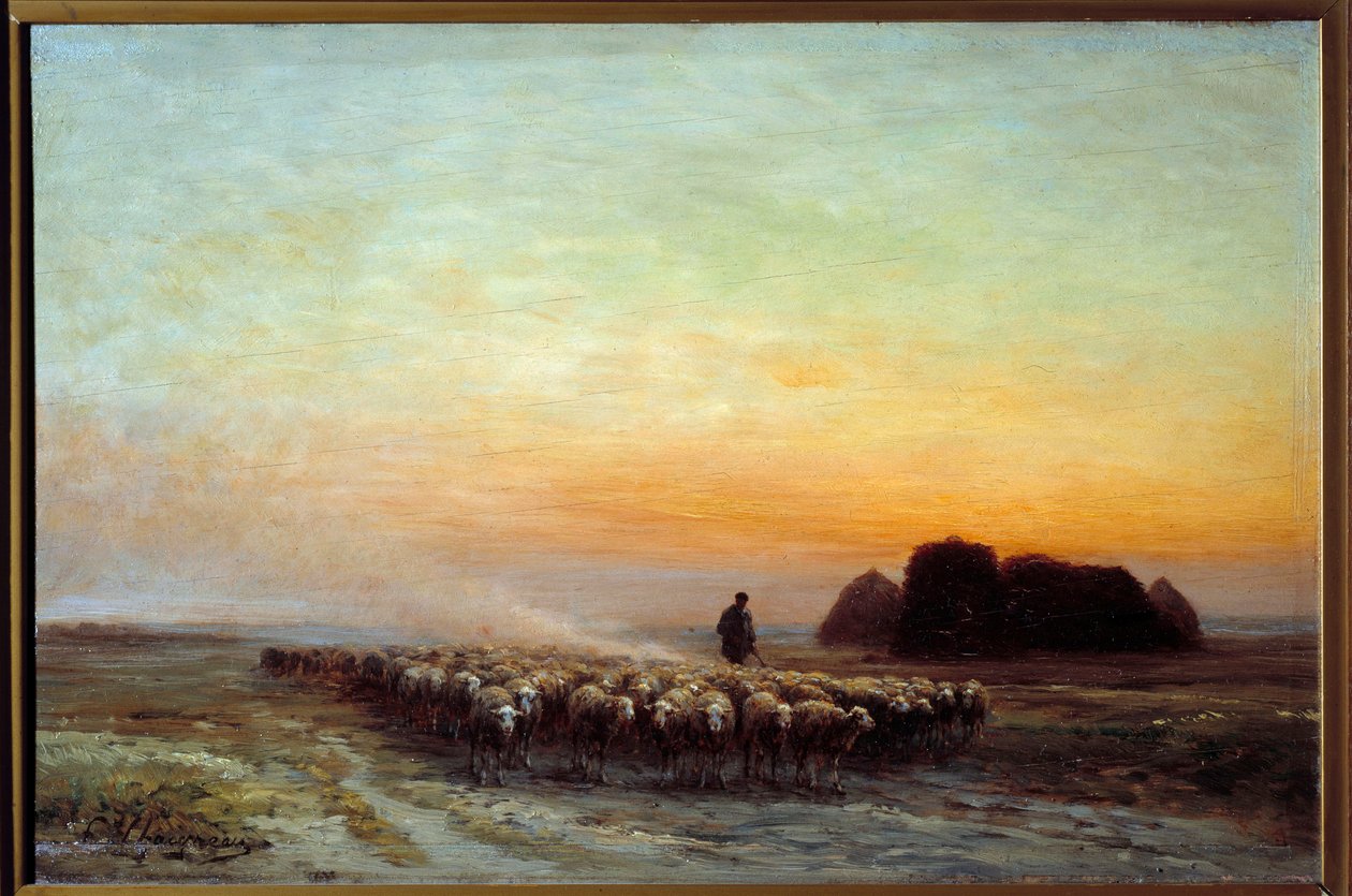 Rebaño de ovejas en polvo de Jean Ferdinand Chaigneau