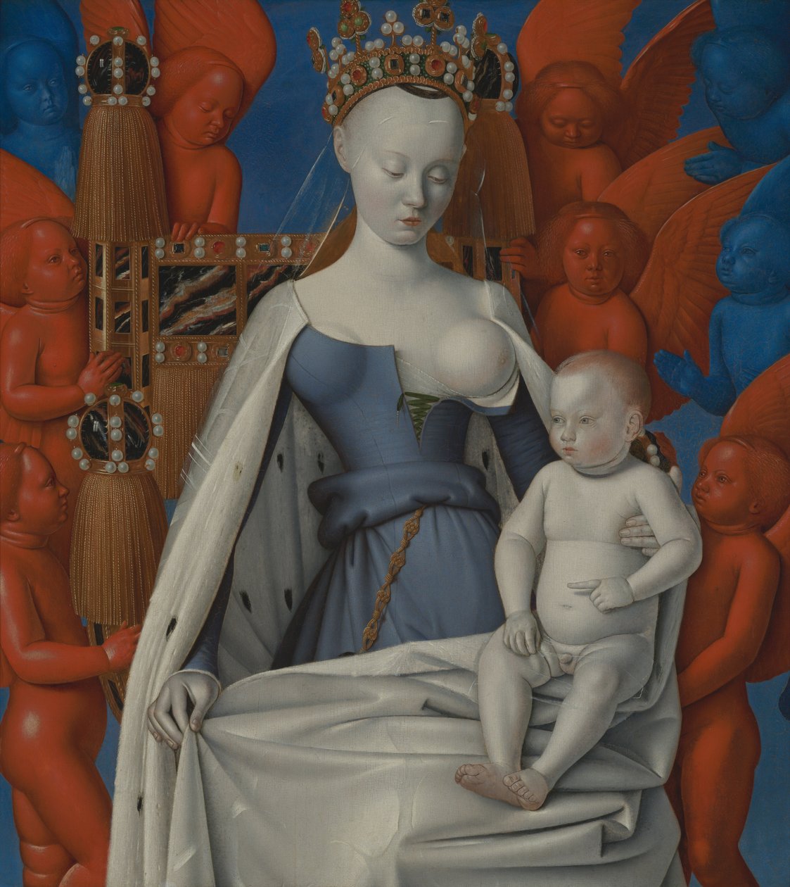 Virgen rodeada de serafines y querubines, c.1450 (óleo sobre tabla) de Jean Fouquet