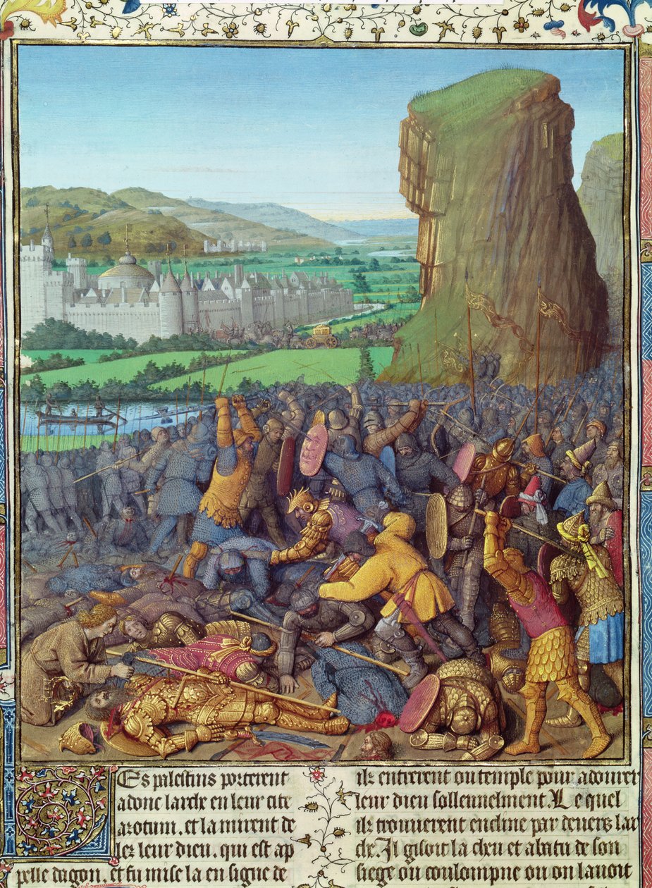 Ms Fr 247 fol.110 Victoria de los Israelitas sobre los Filisteos, ilustración de 