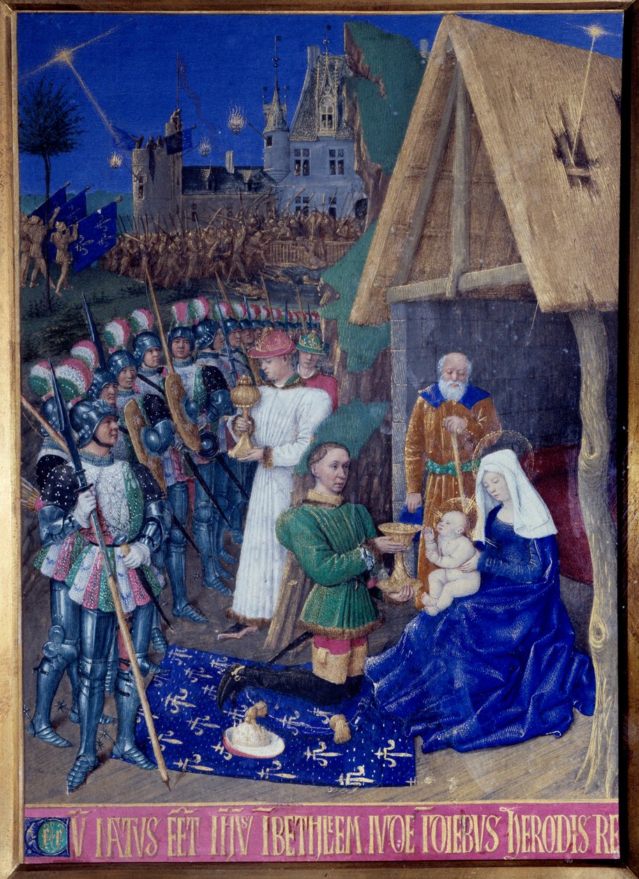 La adoración de los magos. Miniatura tomada del "Libro de Horas de Etienne Chevalier" por Jean Fouquet (1420-1477/1481) de Jean Fouquet