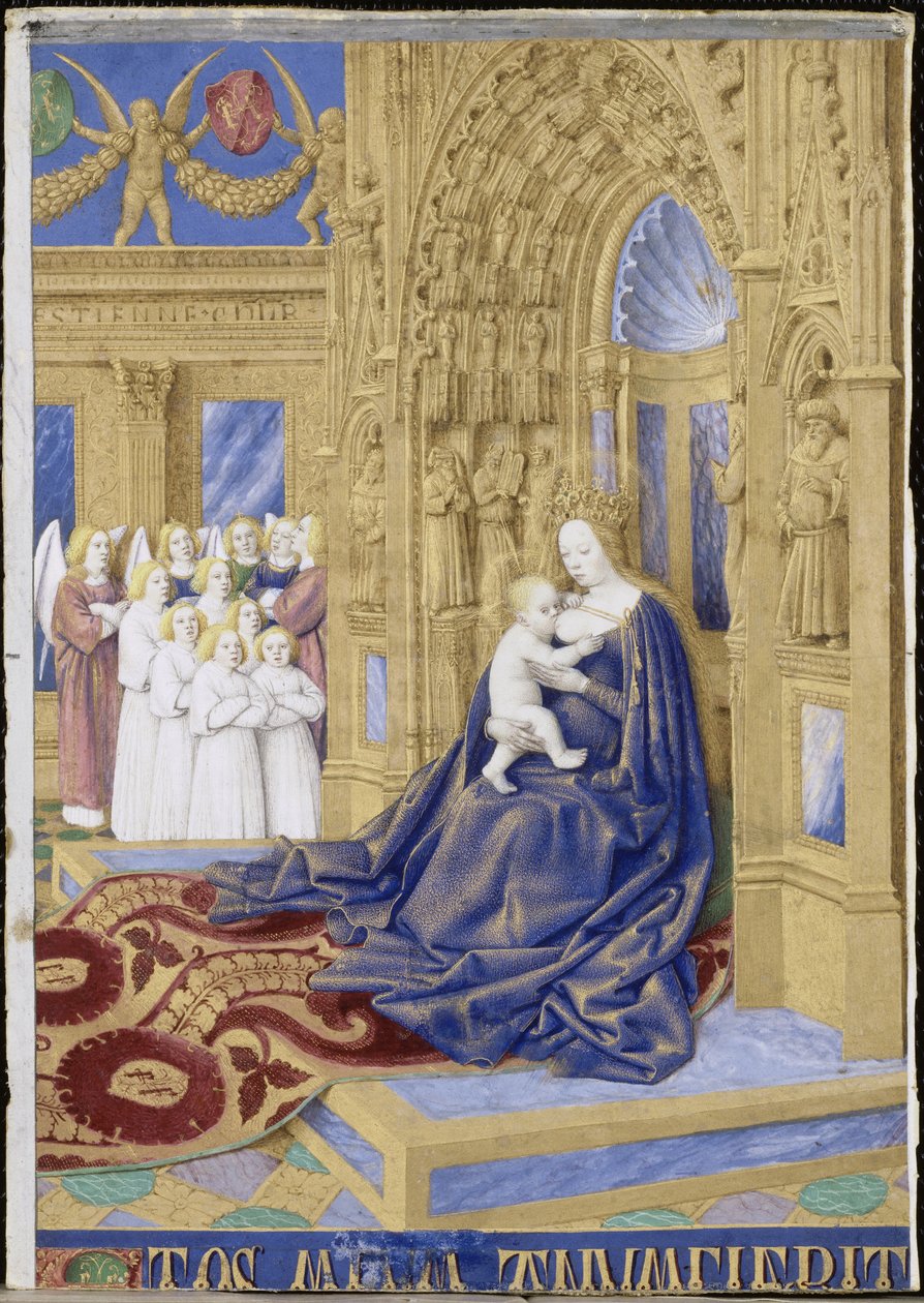 La Virgen y el Niño entronizados Horas de Étienne Chevalier de Jean Fouquet