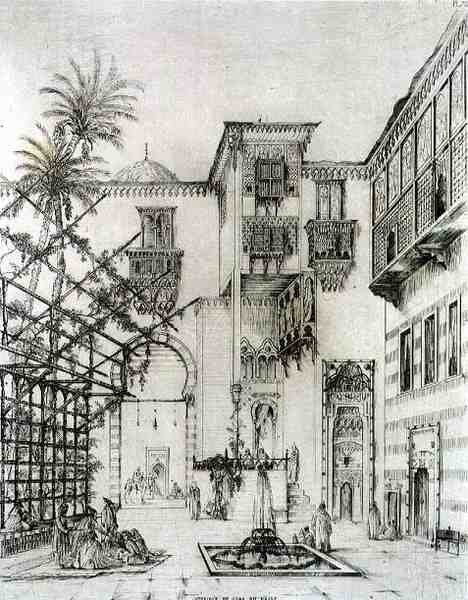Interior de un patio, en El Cairo, de 