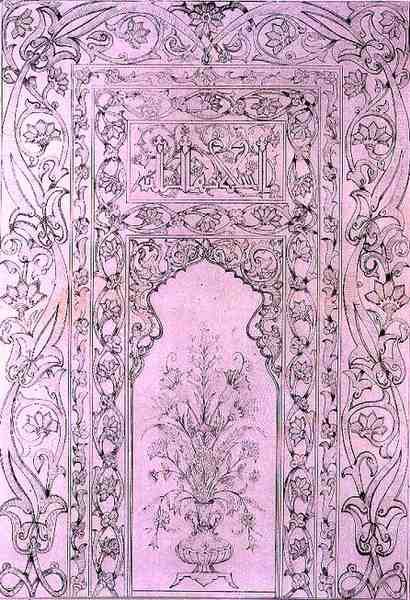 Panel de Azulejos de la Mezquita Azul, en Tabriz, Persia, de 