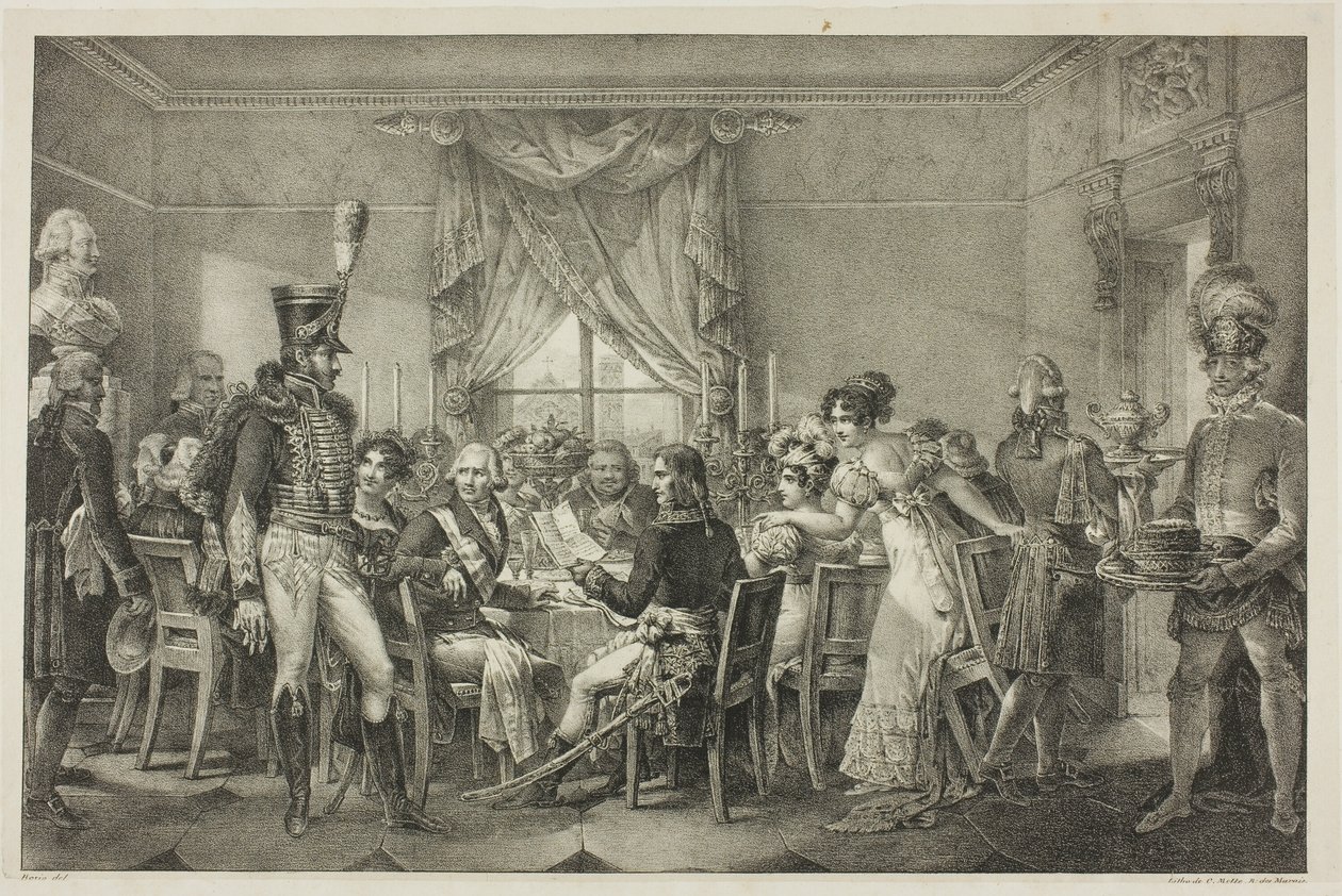 Napoleón en el Palacio del Gran Duque en Florencia, placa trece de La Vida Política y Militar de Napoleón de Jean Francois Bosio