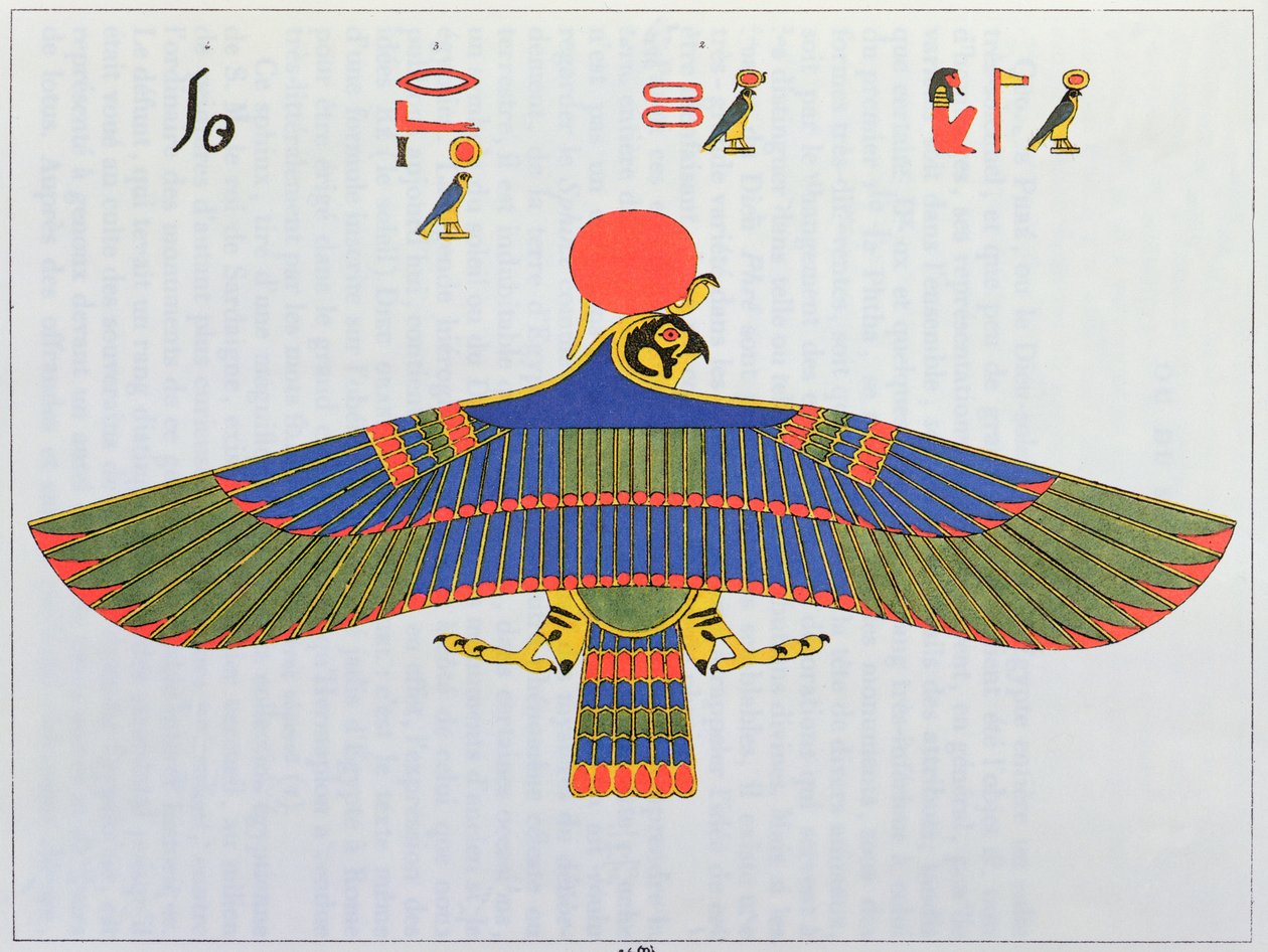 El dios Horus representado en forma de halcón, 1823 de Jean Francois Champollion
