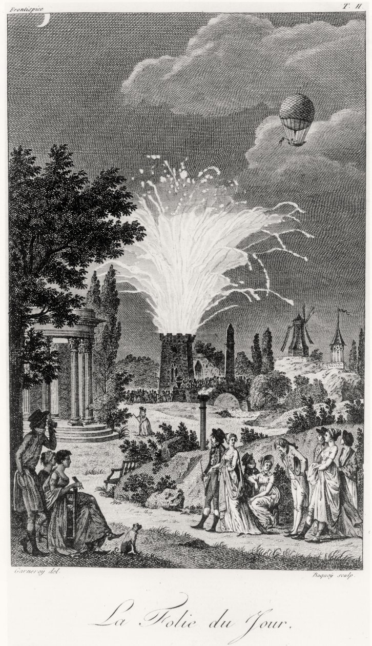 Espectáculo de fuegos artificiales en el Jardin de Tivoli, c.1826 de Jean Francois Garneray