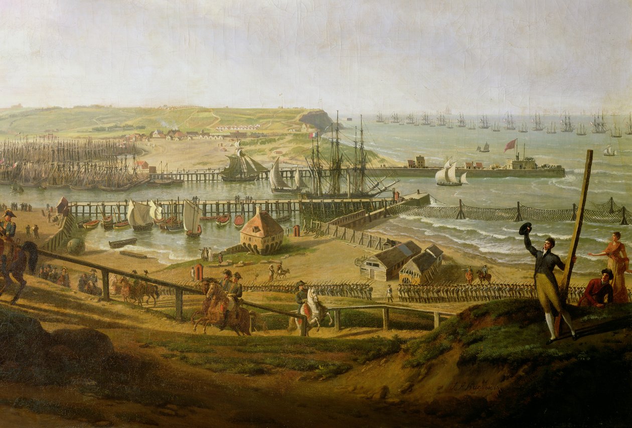 Napoleón visitando el campamento en Boulogne en julio de 1804 (detalle), 1806 de Jean Francois Hue