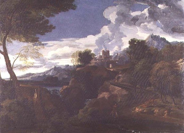 Paisaje con una ciudad en llamas de Jean Francois I Millet