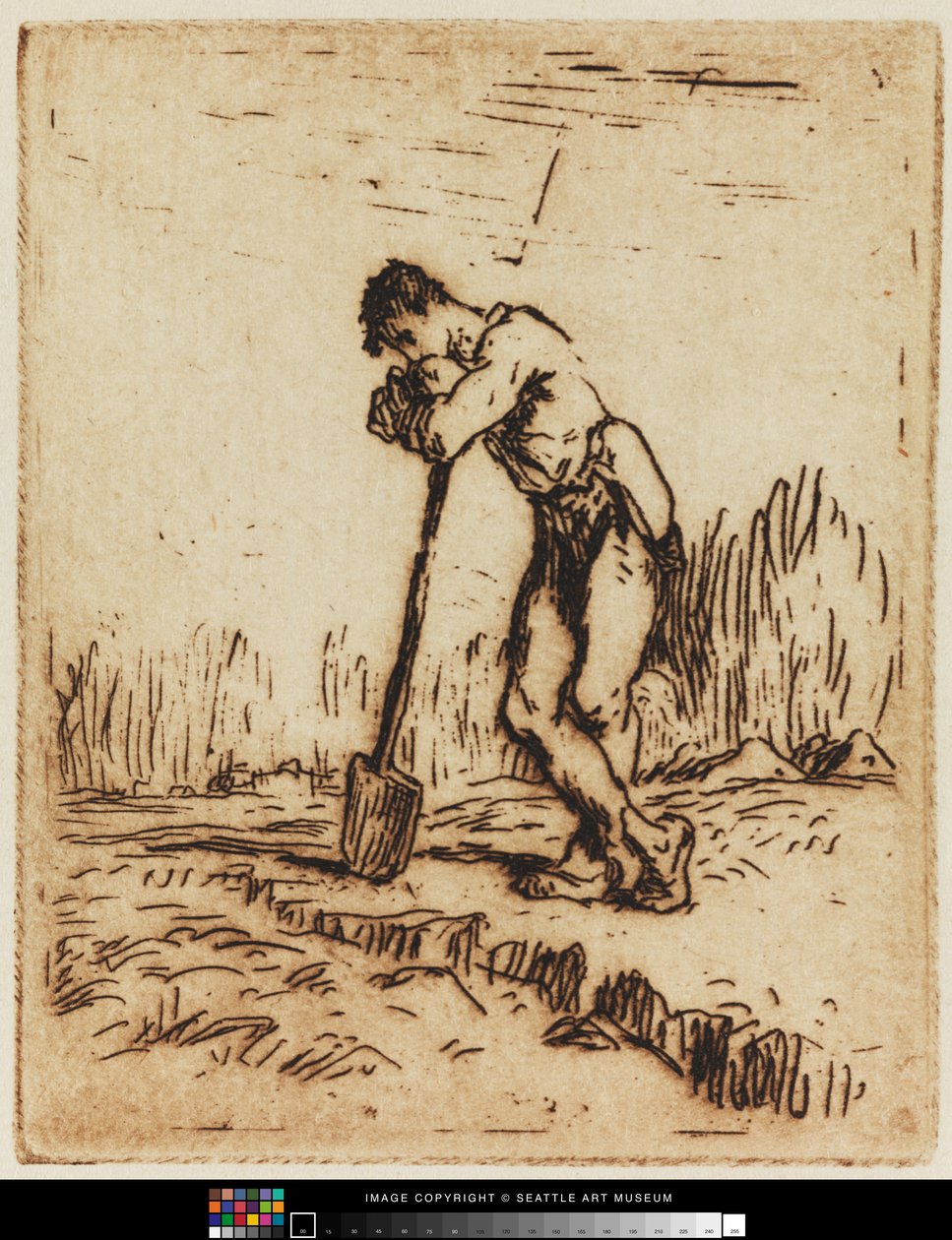 Hombre apoyado en su pala de Jean Francois I Millet