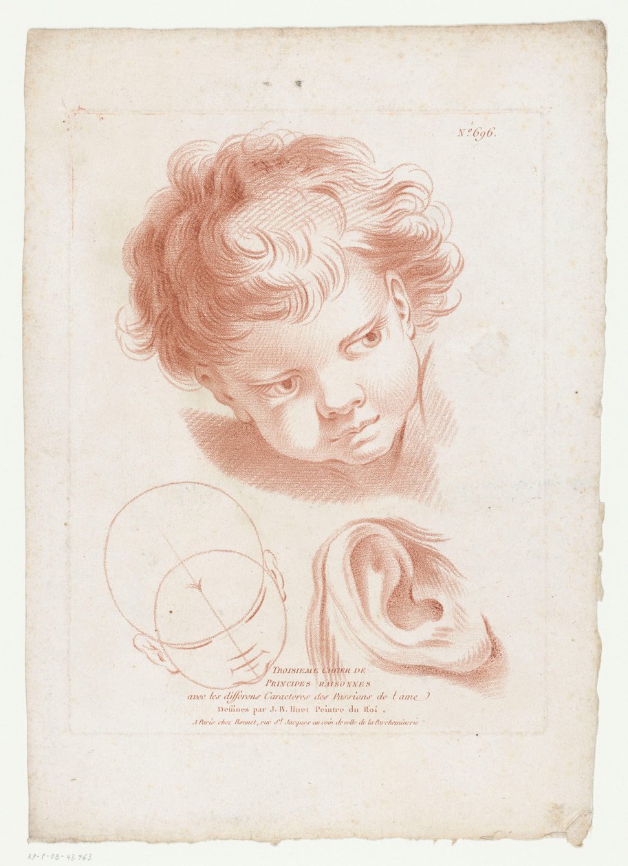 Cabeza y oído de un niño Composiciones con partes del cuerpo humano (título de la serie) Troisieme Cahier de Principes Raissones avec les differens Caracteres des Passions de l