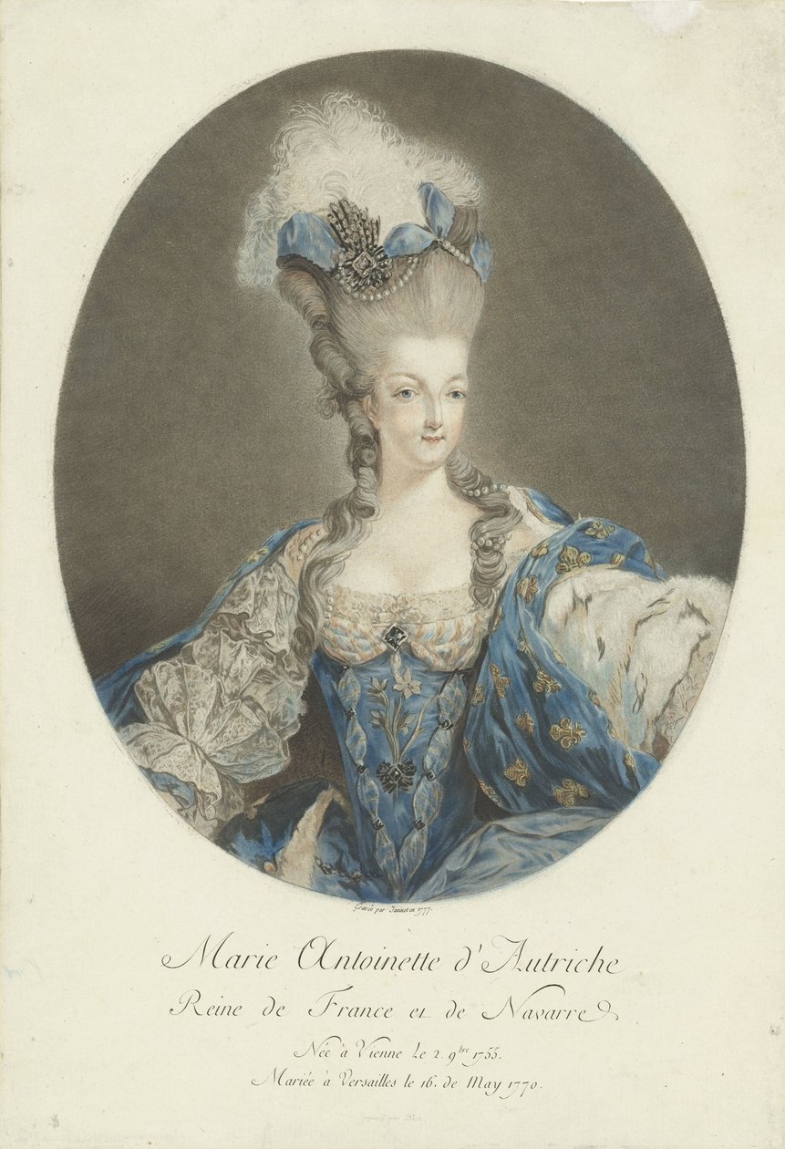 Retrato de María Antonieta María Antonieta de Austria, Reina de Francia y Navarra (título sobre el objeto) de Jean Francois Janinet
