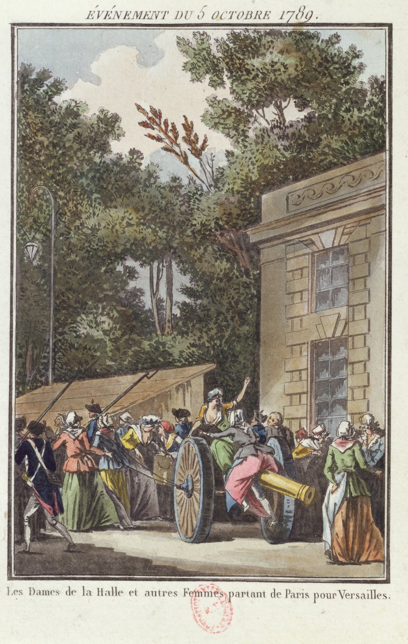 Las mujeres de Les Halles marchando a Versalles, 5 de octubre de 1789 de Jean Francois Janinet