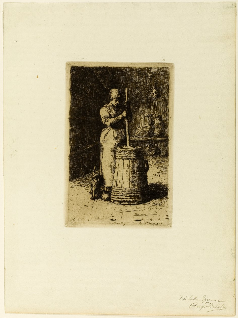Una mujer batiendo de Jean-Francois Millet