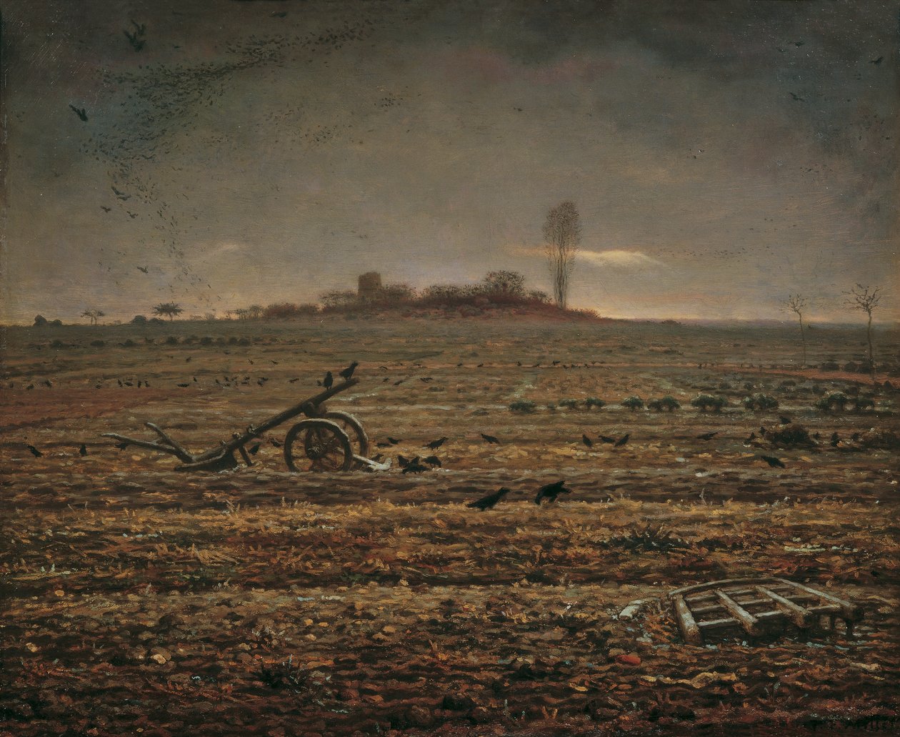 La llanura de Chailly con grada y arado de Jean Francois Millet