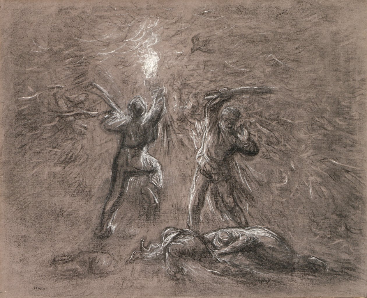 Cazando pájaros con antorchas de Jean Francois Millet