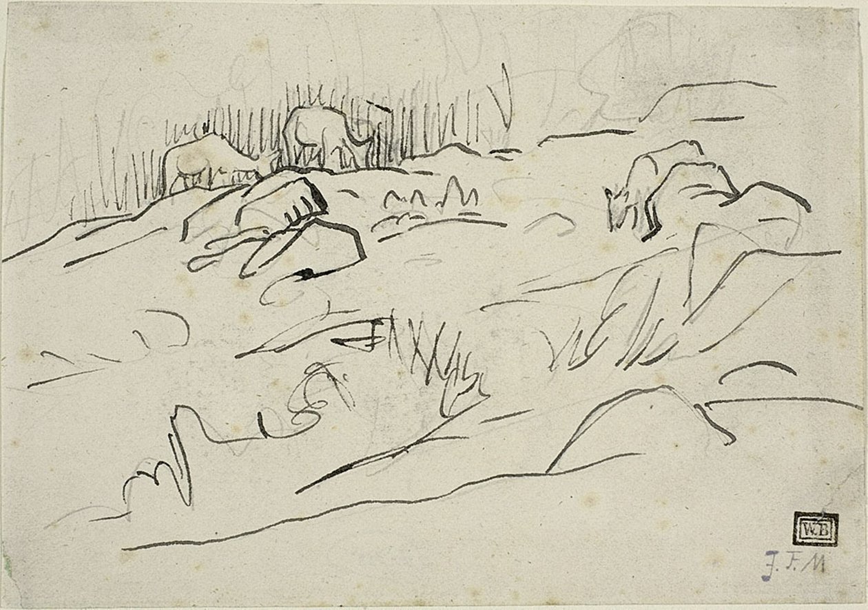 Paisaje con ganado de Jean-Francois Millet