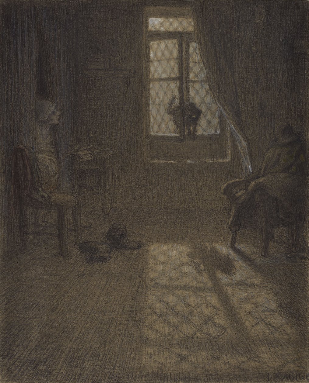 El gato en la ventana, 1857-58 de Jean Francois Millet