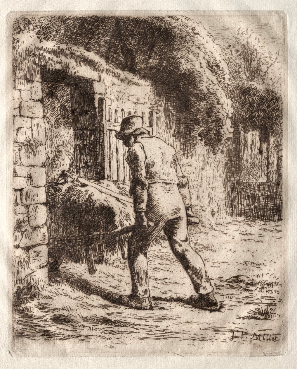 Campesino con una carretilla de Jean Francois Millet