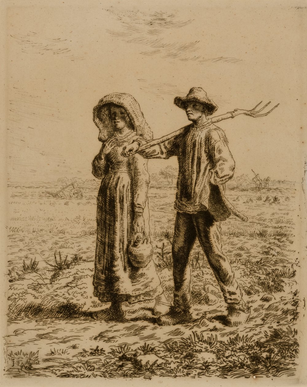 Campesinos a la obra de Jean Francois Millet
