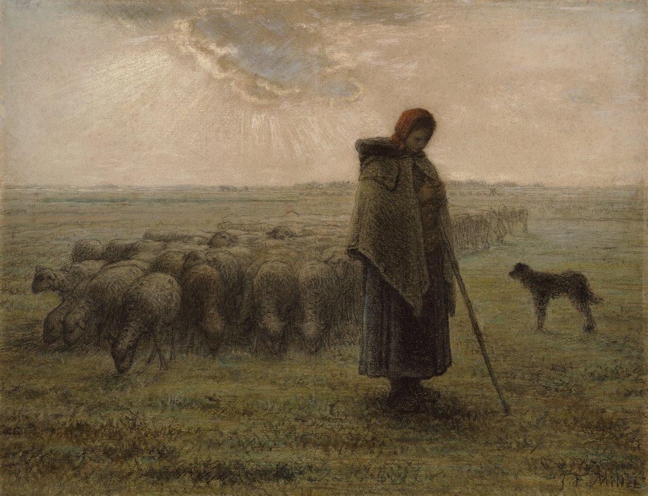 Pastora y su rebaño, 1862-63 de Jean Francois Millet