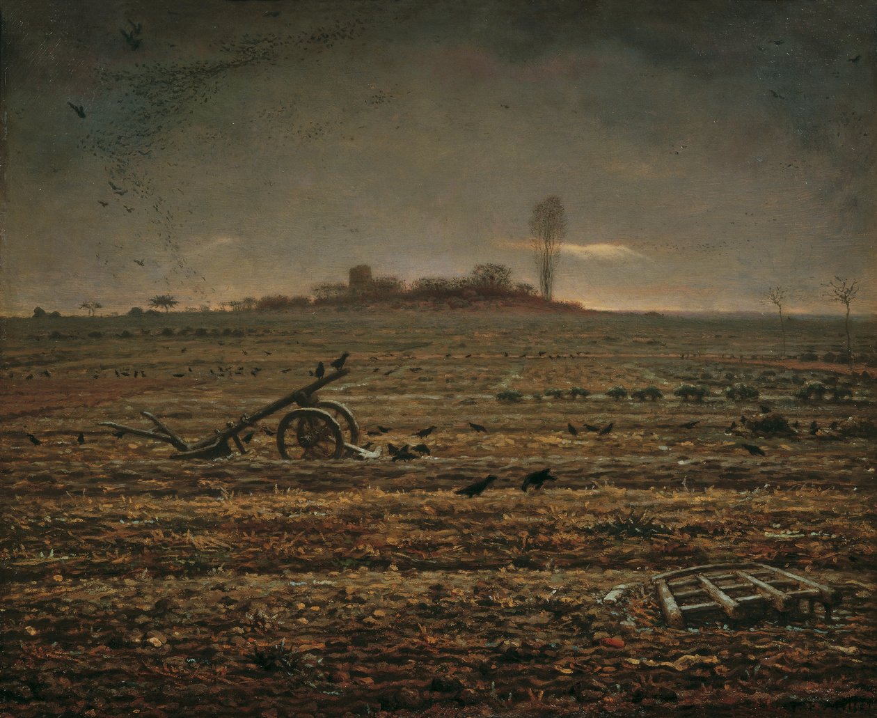 La Llanura de Chailly con Rastra y Arado de Jean Francois Millet