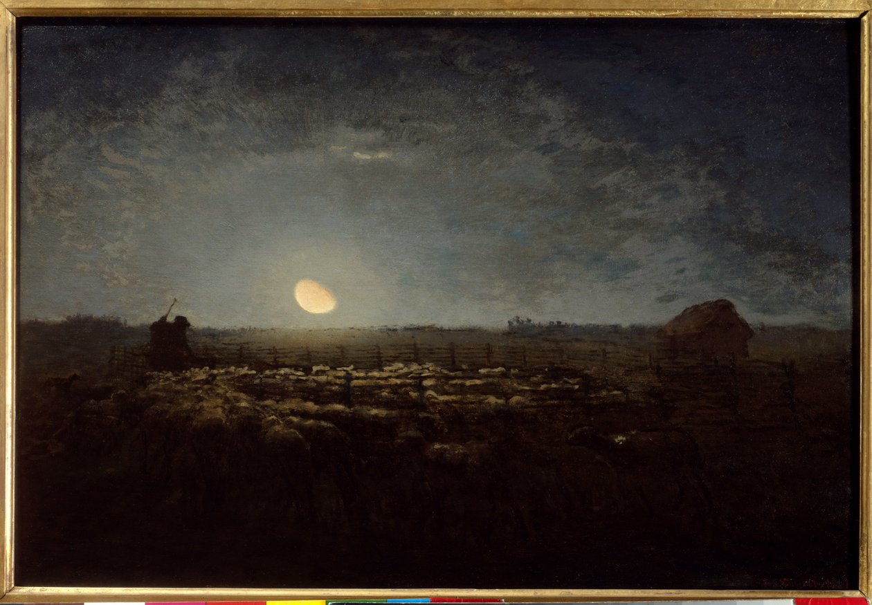 El parque de ovejas, luz de luna de Jean Francois Millet