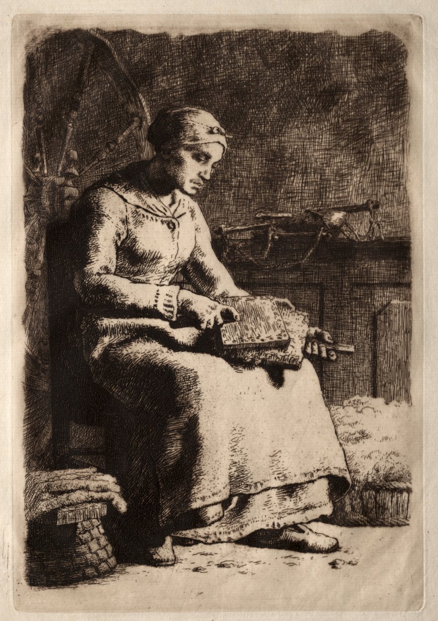 Mujer Cardando Lana de Jean Francois Millet