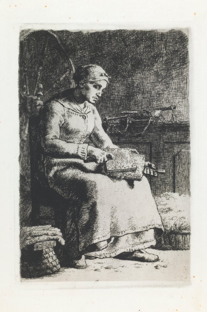 Mujer Cardando Lana de Jean-Francois Millet