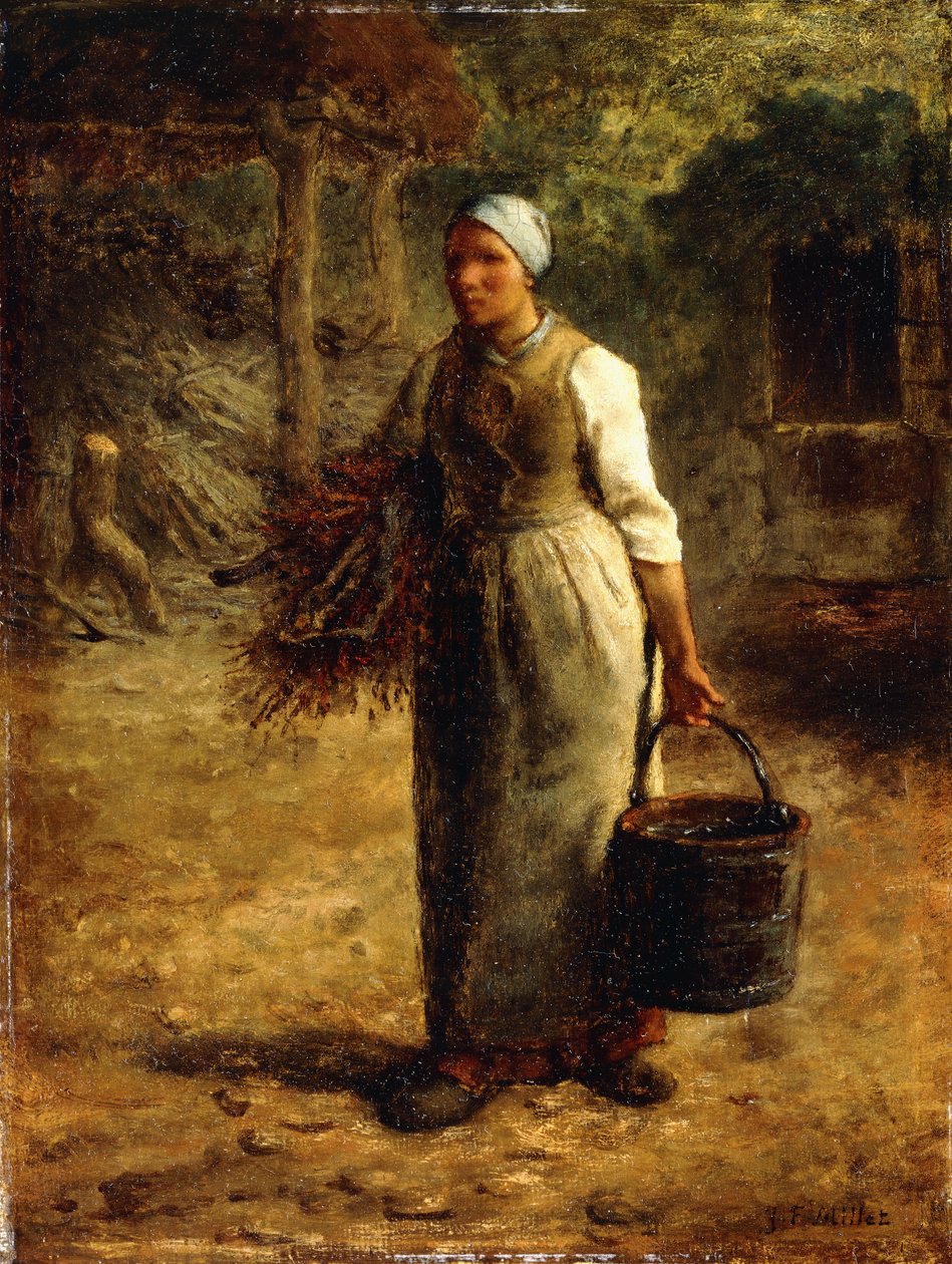 Mujer llevando leña y un cubo, c.1858-60 de Jean Francois Millet
