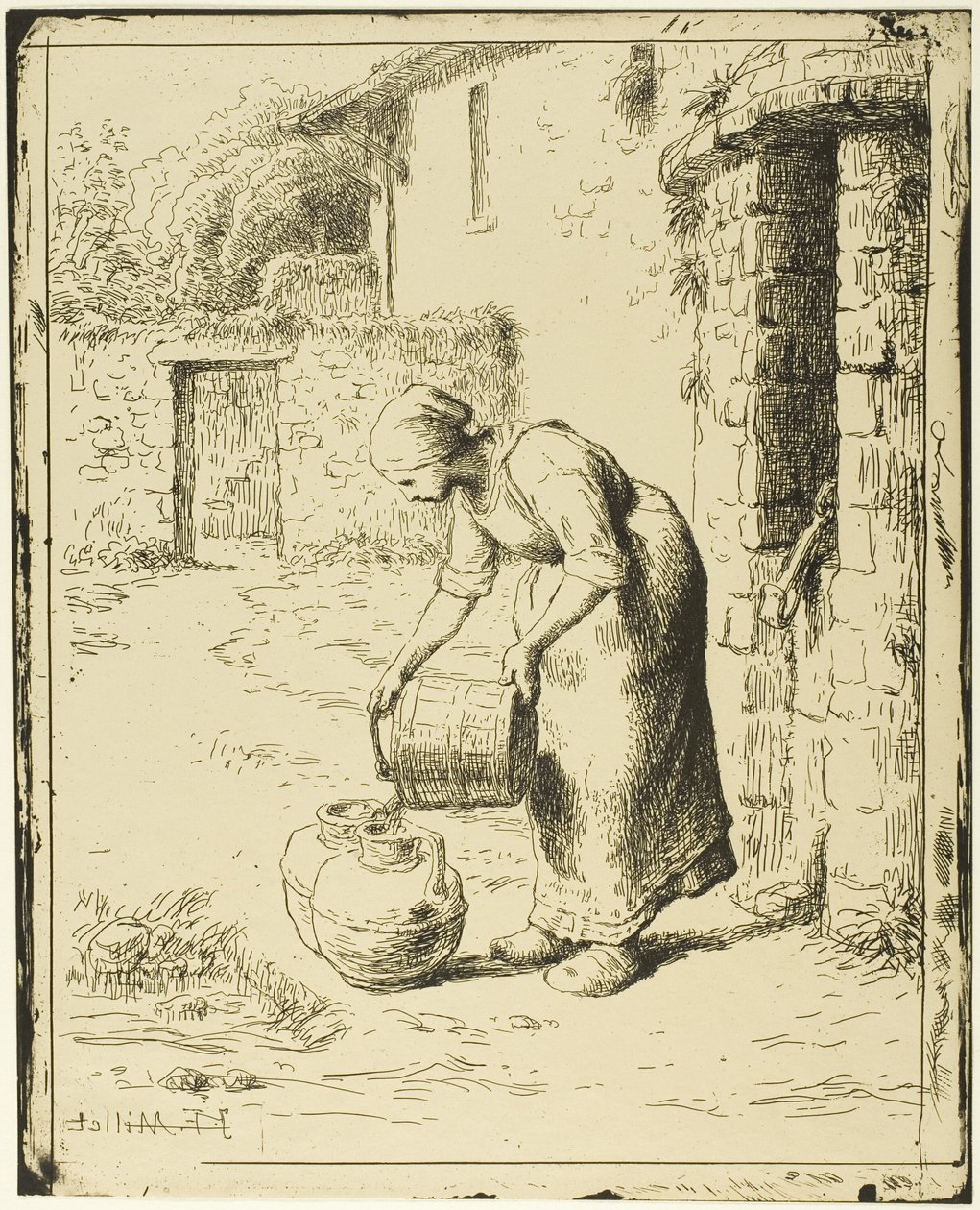 Mujer vaciando un cubo de Jean Francois Millet