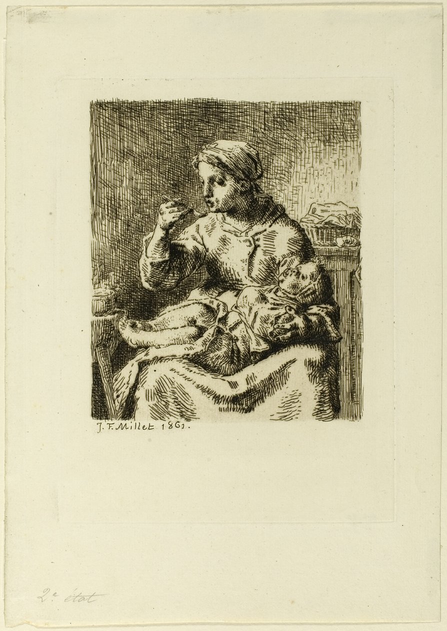 Mujer alimentando a su hijo de Jean Francois Millet