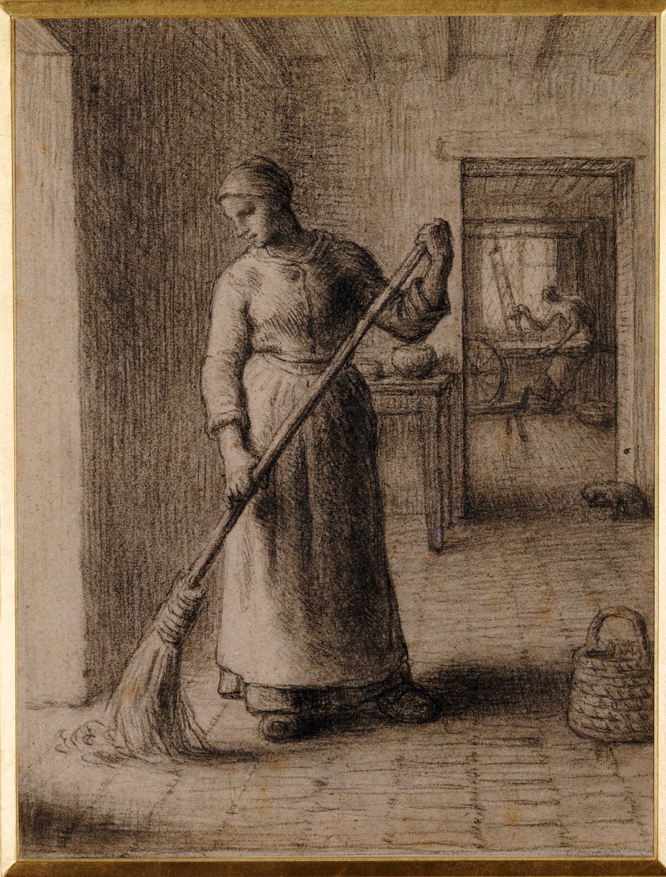 Mujer barriendo su casa de Jean Francois Millet