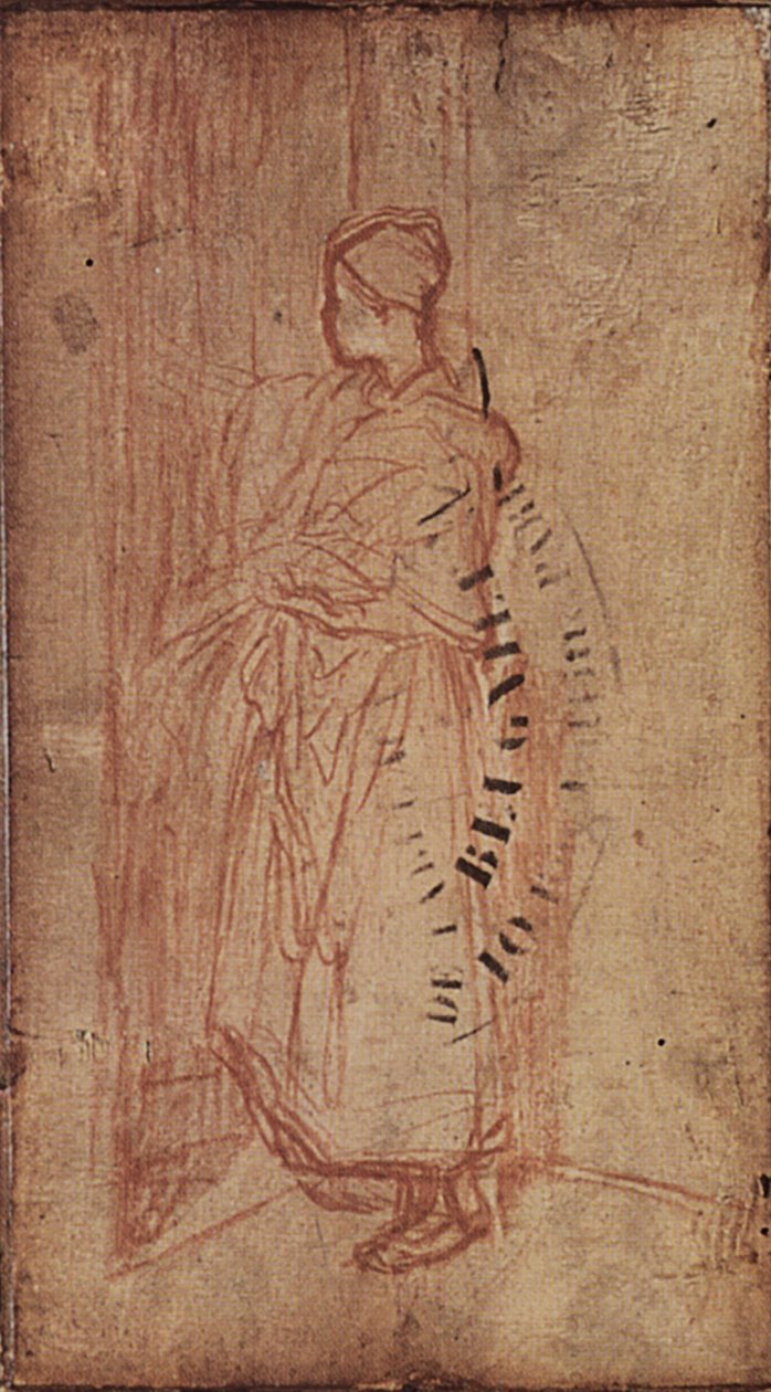 Joven mujer sacando ropa de un estante, c.1850-52 de Jean Francois Millet