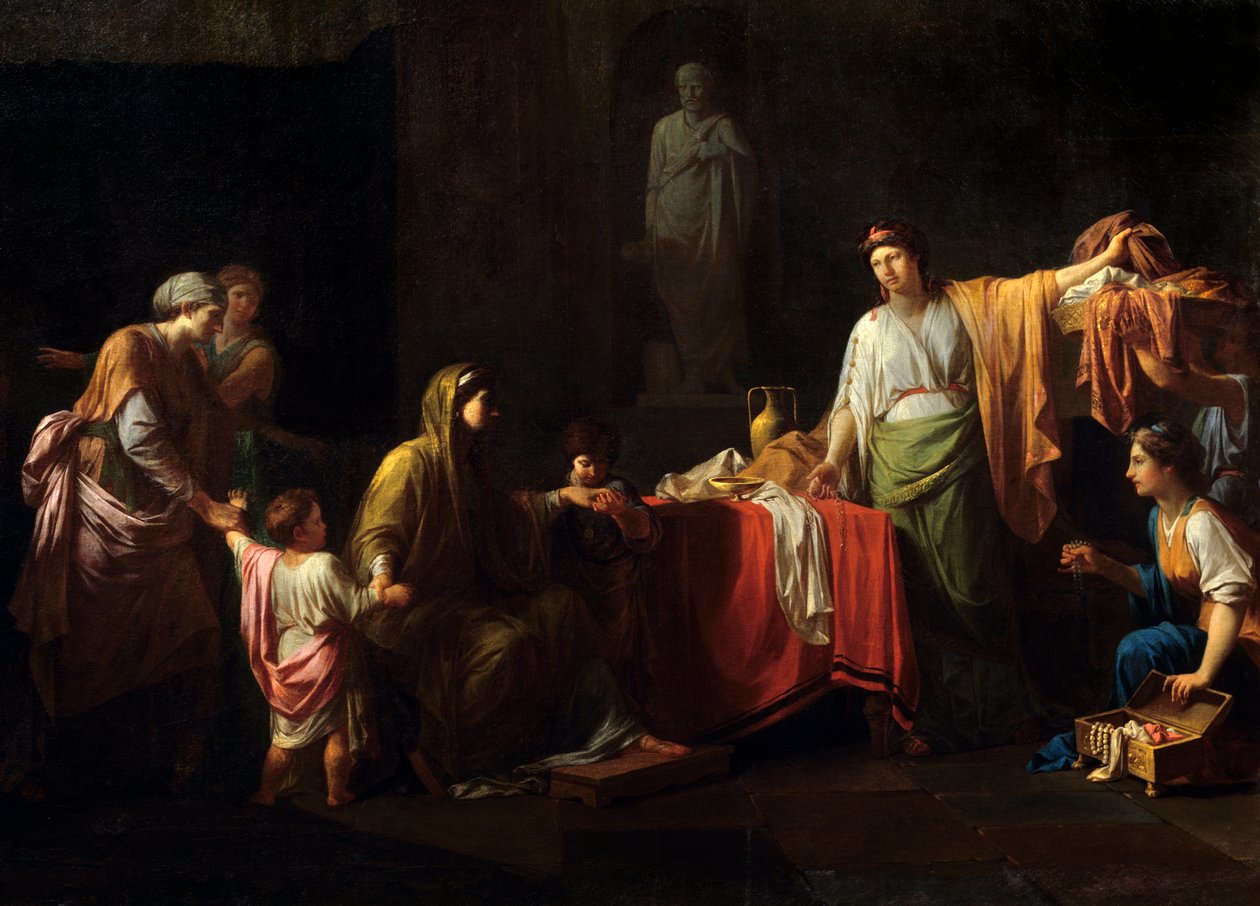 (detalle) Cornelia (189 - 110 a.C.) madre de los Gracos de Jean François Pierre Peyron