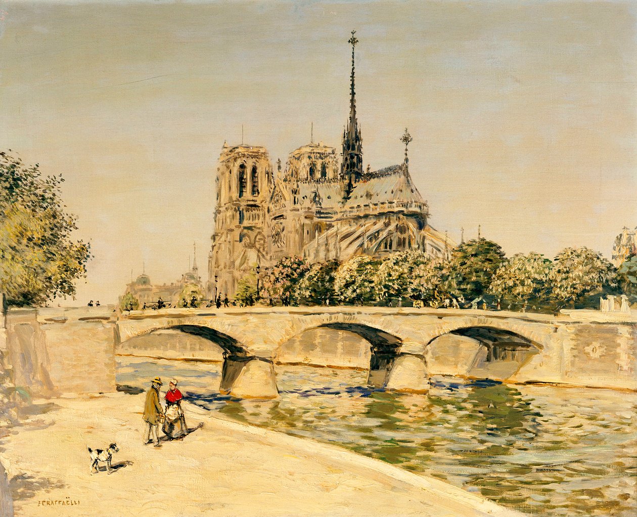 Notre Dame y el Sena de Jean Francois Raffaelli