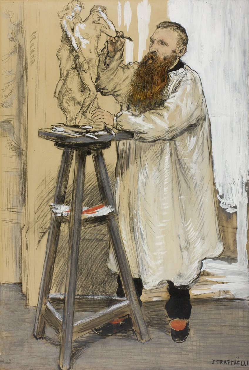 Retrato del escultor Auguste Rodin en su estudio de Jean Francois Raffaelli
